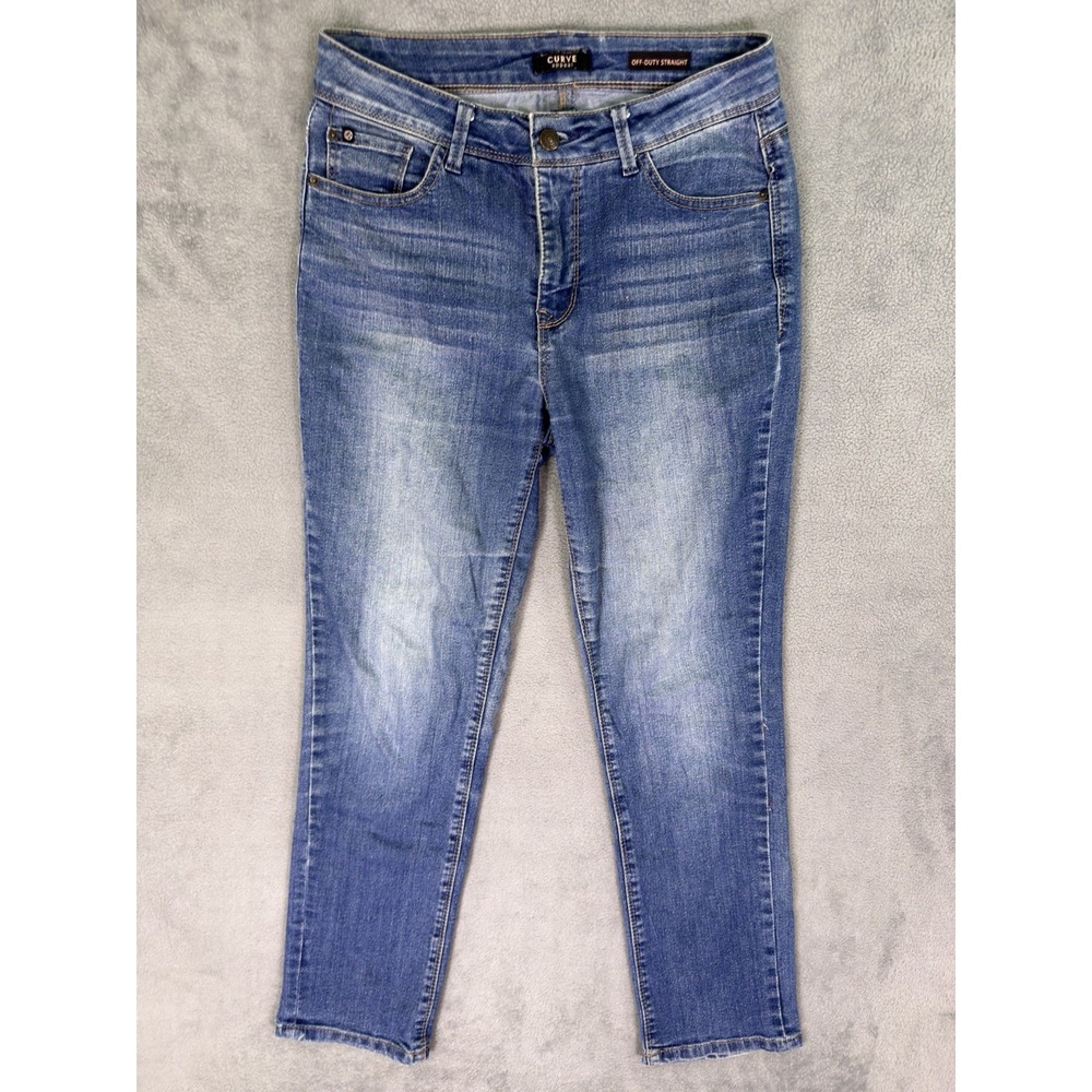 Curve Appeal Jeans Womens 4 Blue Medium Wash Mid Rise Off Duty Straight Stretch